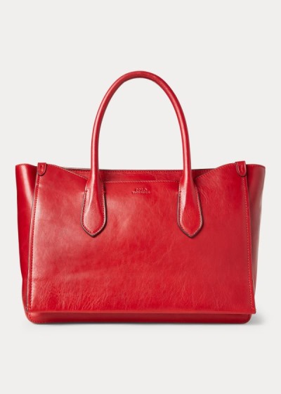 Satchel Polo Ralph Lauren Mujer Rojos - Leather Large Sloane - ZBLIK7084